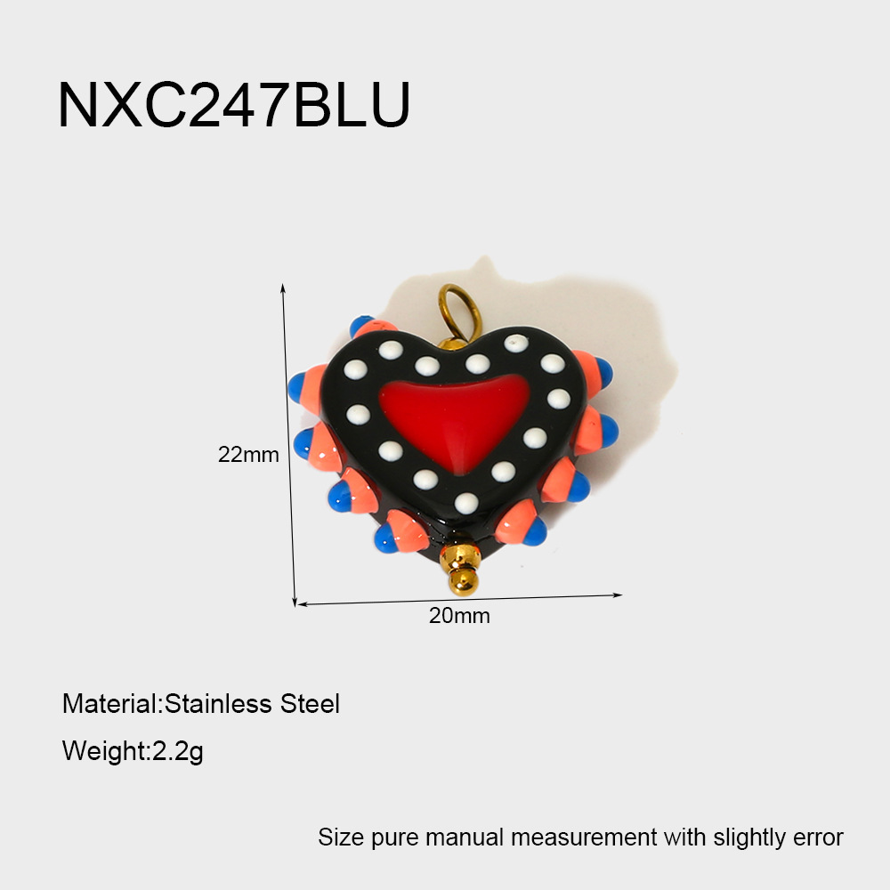 2g Weight PVD Coated Gold Plating Process Pendant Jewelry Making Type 22*20MM Jewelry Making Size 1 Piece Quantity 304 Stainless Steel, Glass Material Color Block, Heart Shape, Fish Pattern Cute, Sweet Style Irregular Craft 1 Piece 22*20MM 304 Stainless Steel Glass Color Block Heart Shape Fish Polished Pendant DIY Ornament Accessories 6