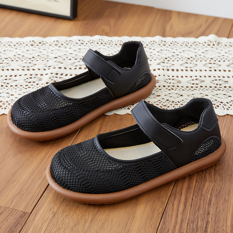 Zapatos de mujer, zapatos casuales transpirables de verano, nuevos zapatos de mujer, zapatos de malla de velcro, zapatos simples ligeros y cómodos al por mayor