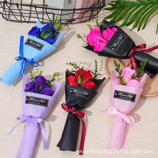 Mother's Day Teacher's Day Gift Three Soap Flower Packaging Small Bouquet Company Event Small Gift Scented Rose