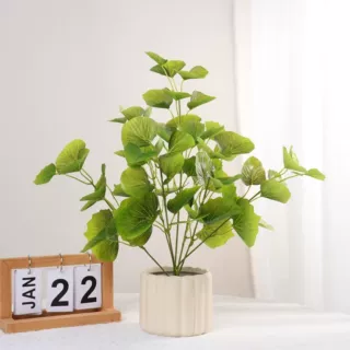 仿真植物秋绿银杏叶盆栽北欧风家居室内摆件酒店大堂前台绿植装饰
