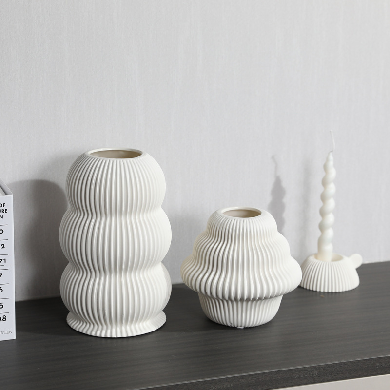 Nórdico ins estilo florero de Cerámica Blanca Flor seca arreglo arte salón mesa comedor decoración del hogar al por mayor