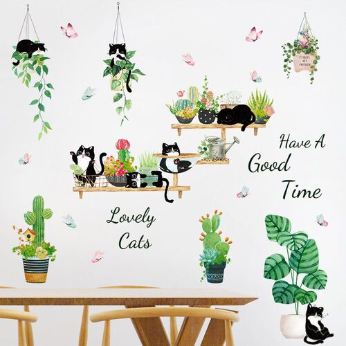A variety of green plant wall stickers, car stickers, decorative stickers, self-adhesive 3D three-dimensional wall wallpaper, living room bedroom background wall renovation