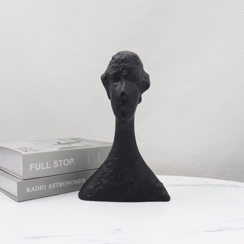 Black and white woman head portrait sculpture decorative piece, minimalist modern model room TV stand home soft decoration item, display