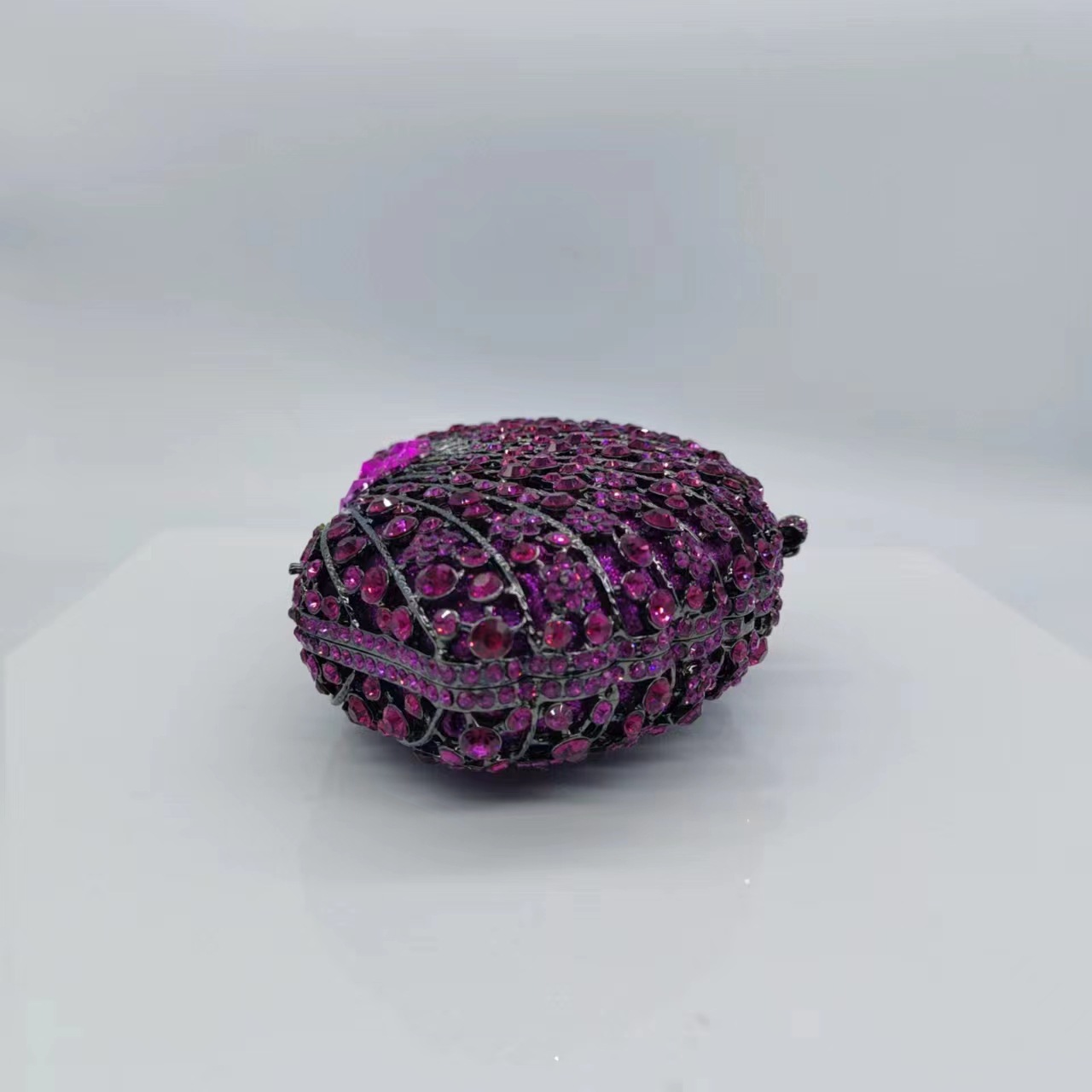 Túi clutch nữ đính đá hình quạt dạ tiệc cao cấp — Vàng Pha Lê, Tím đậm, Đỏ tím, Nền vàng kim cương trắng chi tiết 7