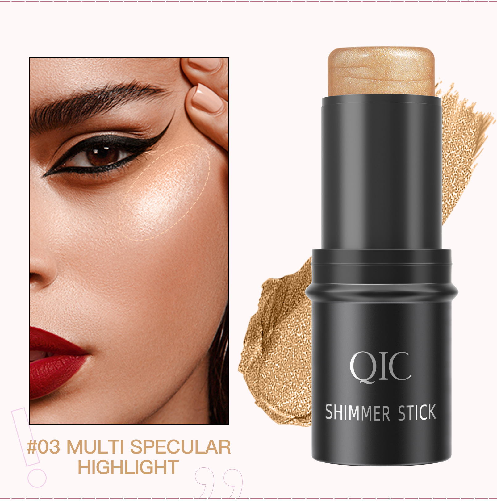 QIC multi-funktion blyant profil highlight shadow pudder blusher stick makeup_voghion.com