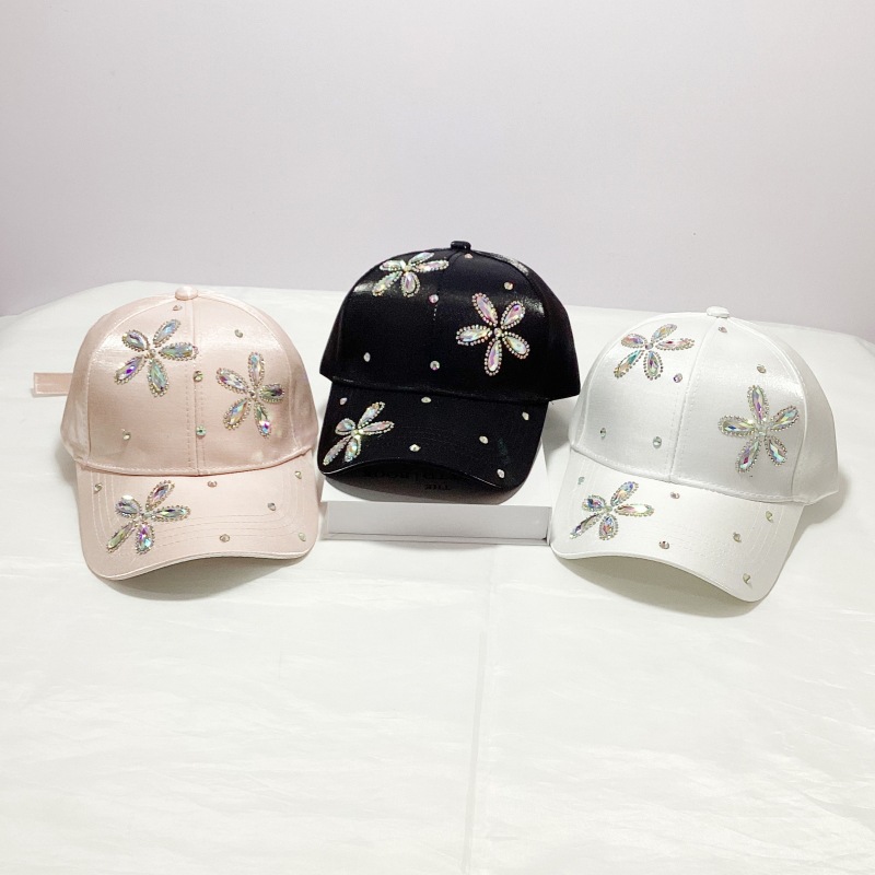 Women's Elegant Classic Style Solid Color Rhinestone Curved Eaves Baseball Cap display picture 1