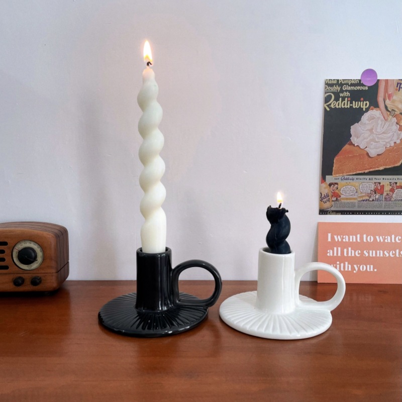 秘鲁圣木支架陶瓷烛台酒店餐厅情侣家用复古创意烛光晚餐烛托烛台