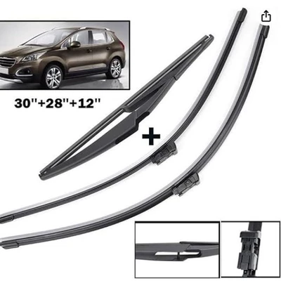 Suitable for Peugeot 3008 2008 2009-2015 front and rear window windshield wipers 30 inches 28 inches 12