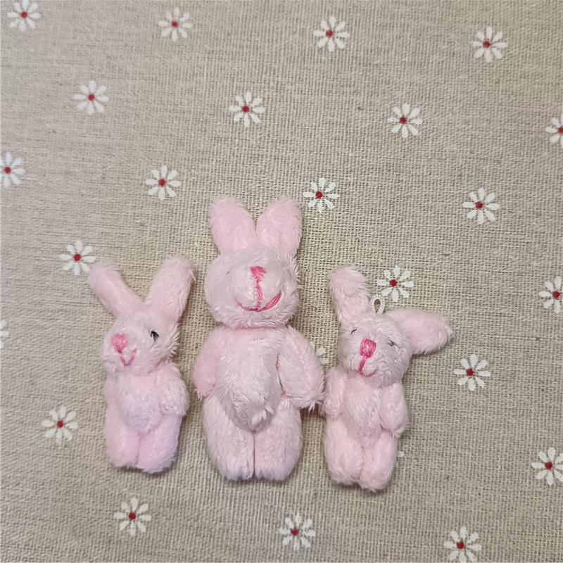 毛绒玩具小号粉色关节兔子DIY装饰品配件衣服材料辅料现货批发