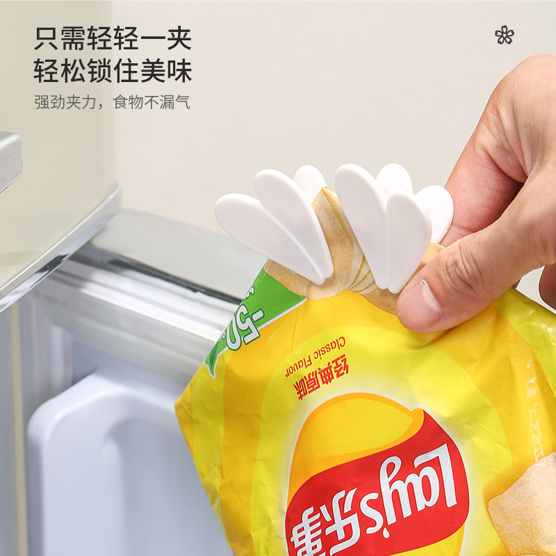 零食密封夹个性小雏菊花瓣创意3d立体磁吸封口夹冰箱贴食品袋夹子|undefined