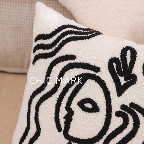 Nordic Cross-Border Cotton Geometric Full-Embroidery Towel Embroidery Pillowcase, Instagram-Style Bedside & Sofa Cushion Cover—Wholesale