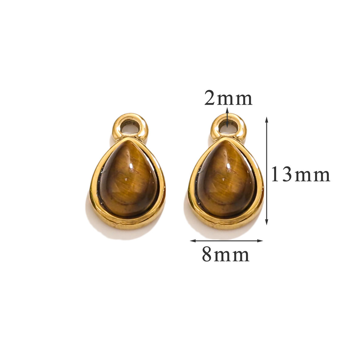 DIY accesorios de joyería gota de acero inoxidable incrustado piedra natural elíptica pequeña colgante pendientes pulseras collares materiales hechos a mano