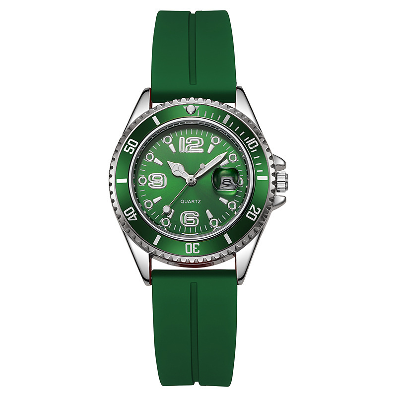 Pareja transfronteriza Moda Deportes Agua verde Fantasma Reloj de cuarzo Ocio Silicona Estudiante Reloj de cuarzo Vida impermeable
