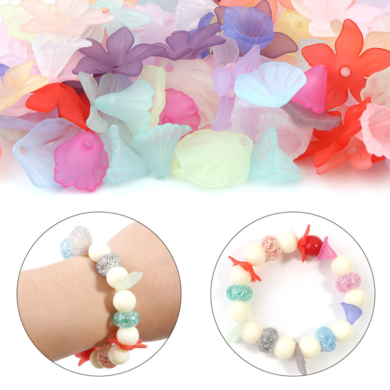 Headwear flower Korean diy bracelet accessories frosted petals in the hole color acrylic headdress flower accessories loose beads wholesale