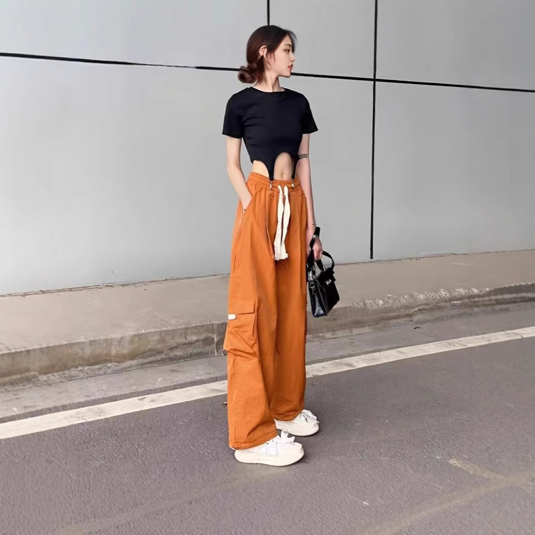 American Style Overalls Women's Sports Pants New Slimming Straight Leg Pants Loose Casual Wide Leg Pants Women's Tall Pants