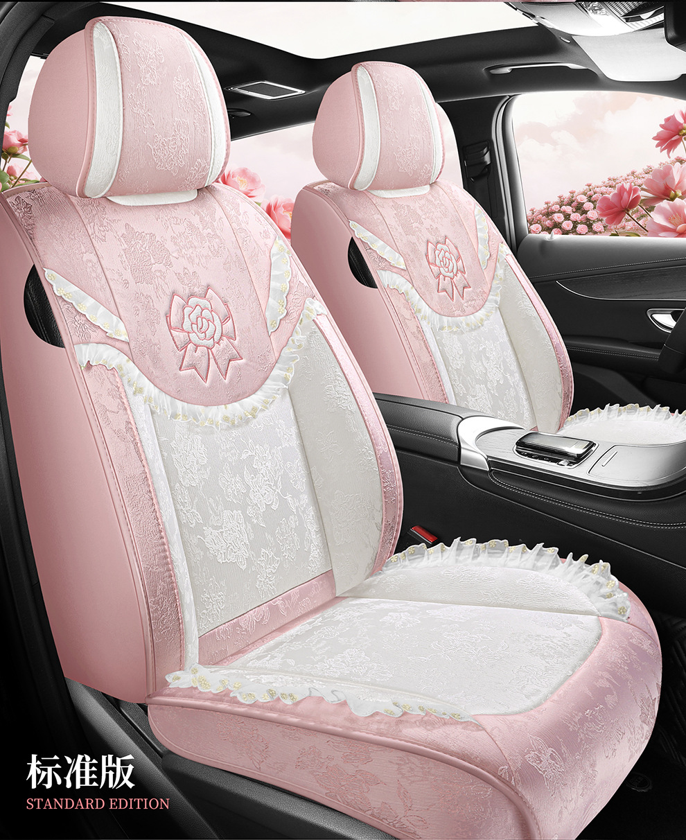 2026 New Model Ancient Style Camellia Jacquard Embossed Lace All-Season Car Seat Cushions Wholesale Cross-Border Export