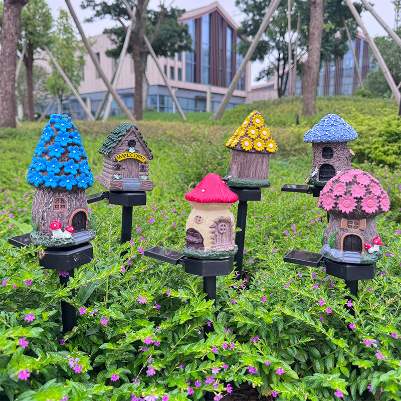 Solarbetriebene Gartenleuchte aus Kunstharz für Terrasse, Garten, Außenbereich, wasserdicht, für stimmungsvolle Gartengestaltung, Rasen, Haus, mit Erdungsstecker_voghion.com