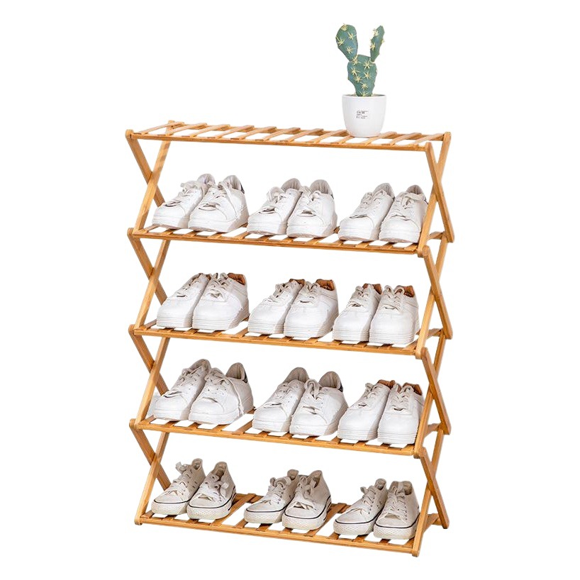 Zapatero plegable multi-capa simple hogar económico estante dormitorio Puerta de almacenamiento rack instalación libre de bambú zapato gabinete
