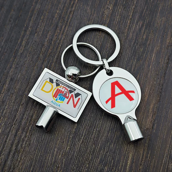 Cross-border foreign trade internal four-corner metal valve switch unlock keychain ventilation system radiator with customizable logo