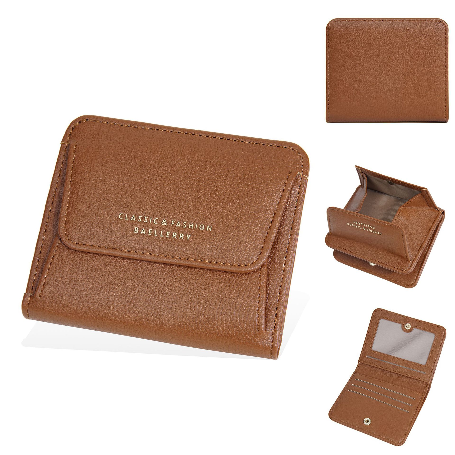 Women's Minimalist Short Buckle Coin Purse, Fashionable Slim Japanese Style Card Holder_voghion.com