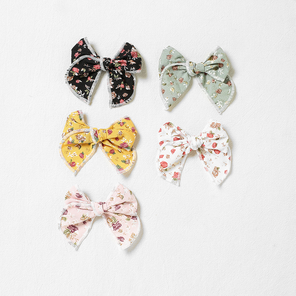 Europäische und amerikanische 2022 Herbst neue Haarschmuck Kinder Haarspange Baby Blumenstoff Schmetterlingsclip Baby Seitenclip Großhandel_voghion.com