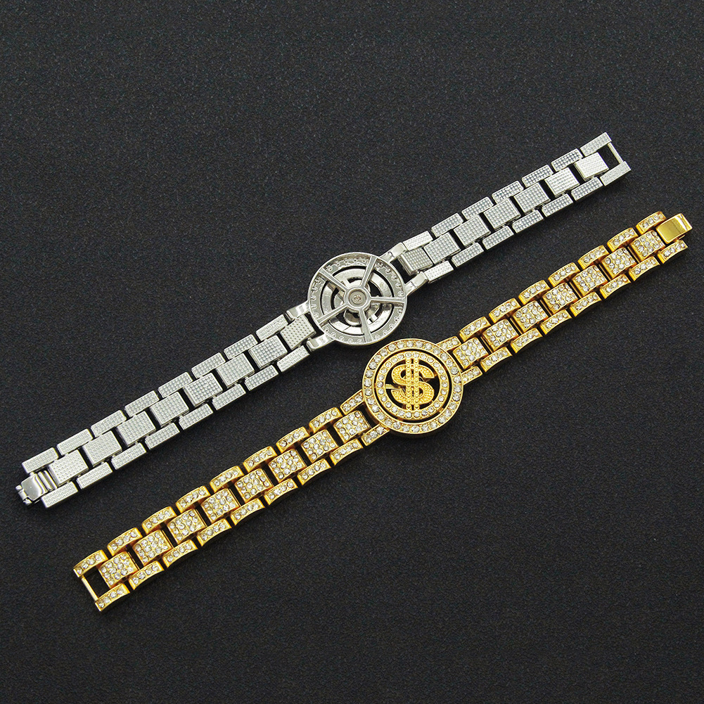 European And American Hip-hop Turning Dollar Watch Strap Type Bracelet display picture 5
