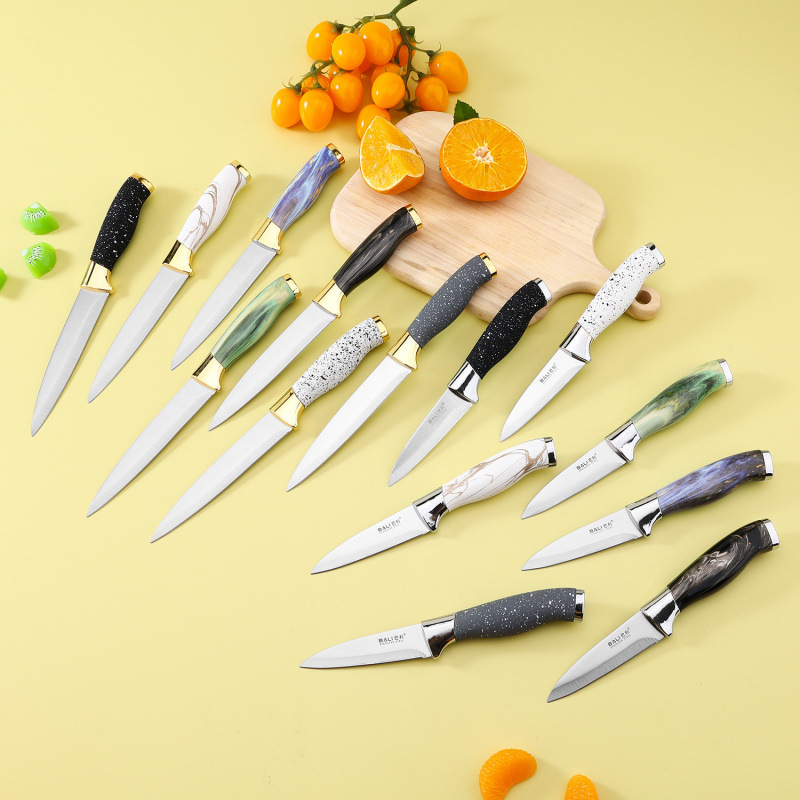 Venta caliente al por mayor juego de cocina cuchillo de caja de exhibición de acero inoxidable cuchillo de cocina con tapa de galvanoplastia doble juego de cuchillo de chef caja de regalo