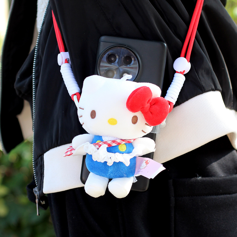 Clip de espalda para teléfonos móviles universales hellokitty felino muñeca de peluche corda de cinturón adorable ajustable muñeca de dibujos animados image 10