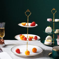 Nordic light luxury dessert stand multi-layer fruit plate plastic gold-rimmed cake stand afternoon tea snack stand cake display stand