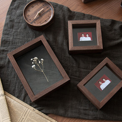 Solid Black Walnut Double-Sided Glass Transparent Photo Frame DIY Specimen Photo Album Frame 6-inch Desk Stand Frame