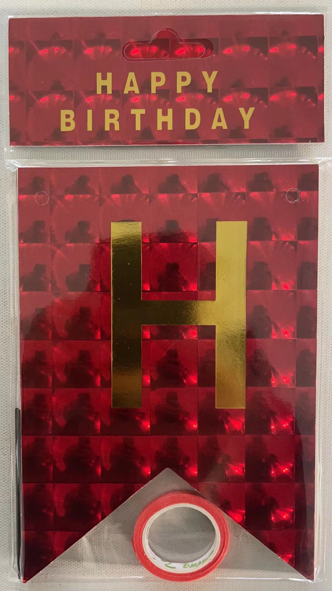 HAPPY BIRTHDAY fiesta de cumpleaños en inglés diseño diagonal de bandera de cola de mermaid letras banderas de color