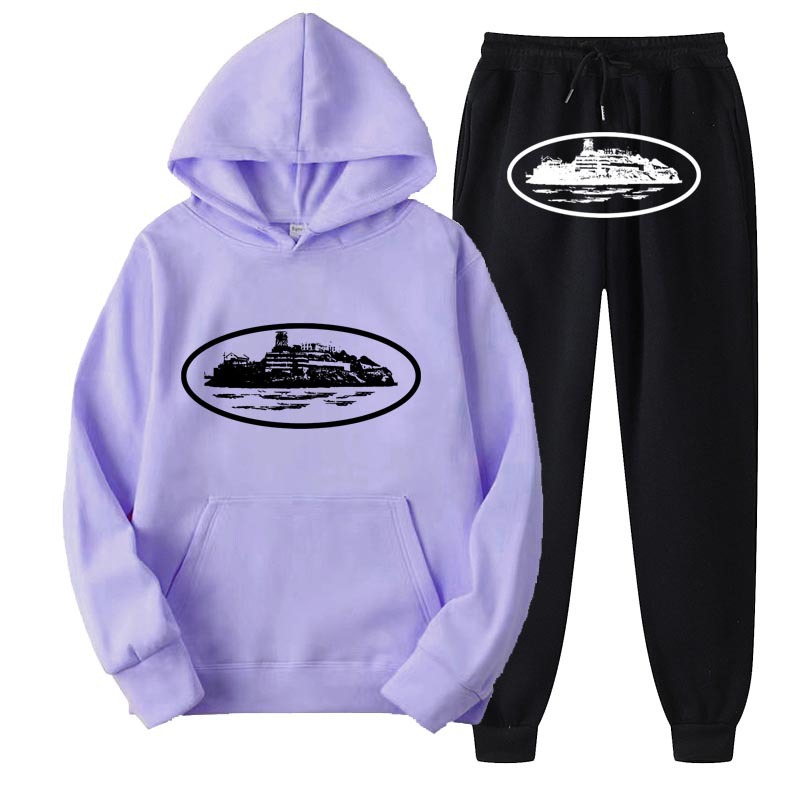 Europa y América Clint419 diablo prisión patrón de impresión de los hombres y las mujeres mismo suéter más traje de terciopelo al por mayor suelta nueva