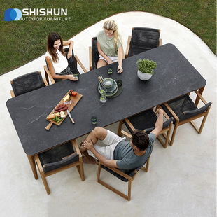 Solid Wood Outdoor Table and Chair Combination Courtyard Terrace Garden House Teak Dining Table Leisure Solid Wood Furniture Set