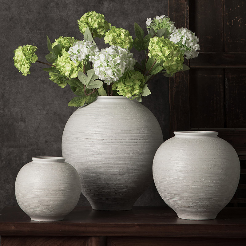 Jingdezhen Creative Ceramic Retro Threaded Vase Pottery Ornaments Zen-Style Flower Arrangement Dried Flowers Homestay Decorations Free Shipping