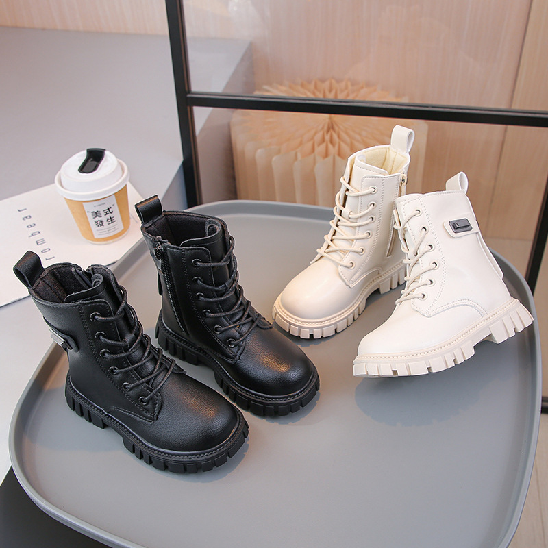 Girls' Boots 2024 Autumn and Winter New Fashion Middle Knight Boots Children's British Style Martin Boots Trendy