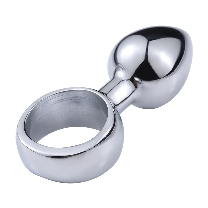 Metal Hand-Pulled Anal Plug, Silver Steel Beads, 6 cm Regular Size — detail image 13