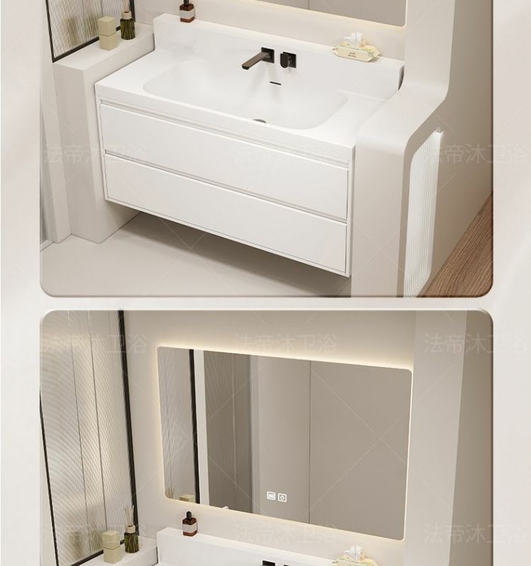 Japanese-style bathroom cabinet set 78/88/98/108/118, wall-mounted faucet, seamless rock plate basin, solid wood washbasin undefined