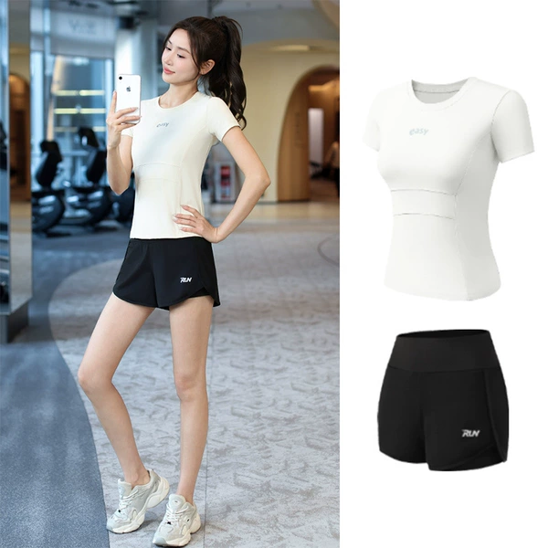 Shorts, set, trousers, with short sleeve