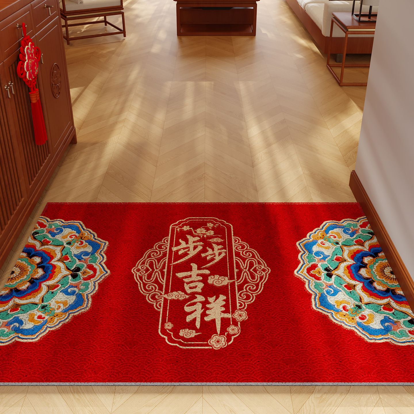 Año Nuevo chino alfombra roja Fulu en la casa nueva mueve en la casa artículos de decoración alfombra doméstica puerta de entrada image 13