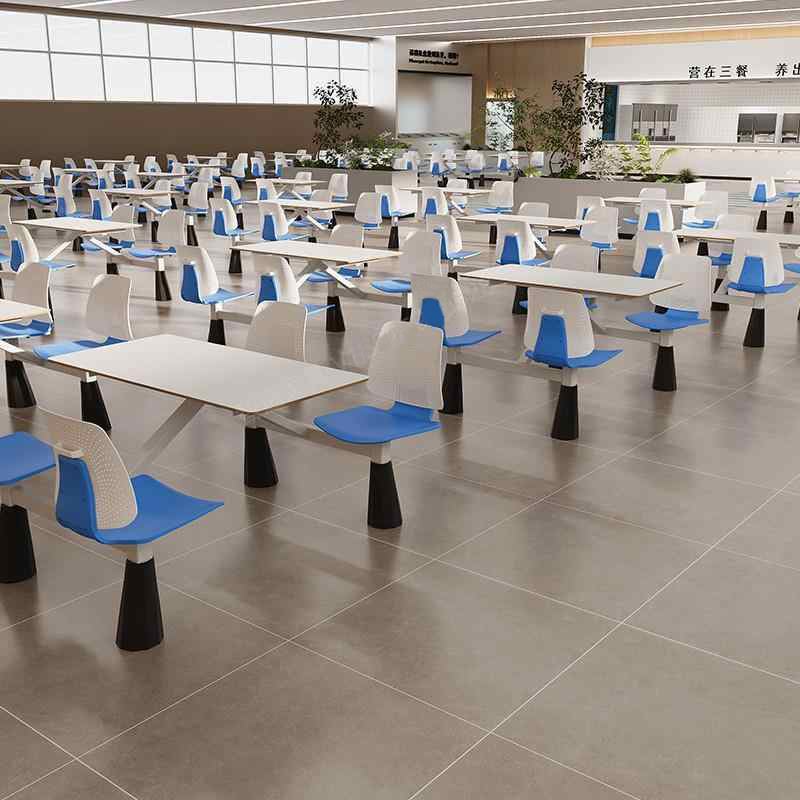 School Student Cafeteria Table and Chair Set, Staff Dining Hall, Fast Food Service Area Restaurant, Four-Seater Integrated Dining Table