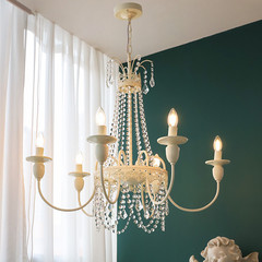 French Cream Style Living Room Crystal Chandelier American Retro Restaurant Homestay Bedroom Luxury Princess Room Candle Lamps
