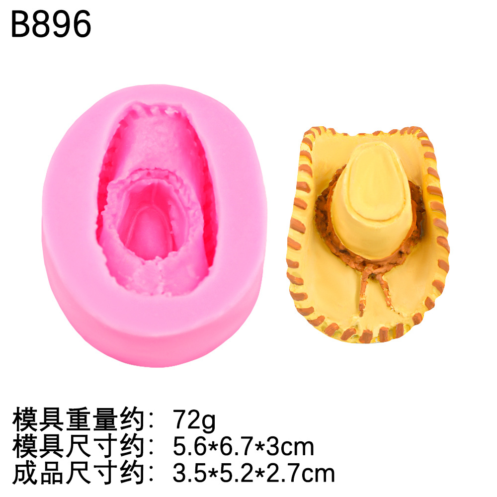 Sombrero tridimensional, sombrero de vaquero occidental, molde de silicona, yeso difusor de bricolaje, decoración de pastel de chocolate, molde de jabón hecho a mano