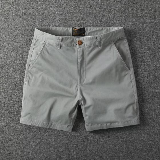 Summer New Cotton Quarterly Pants Men's Casual Slim-fit Straight Tooling Shorts Micro-stretch Trimple Pants Beach Pants