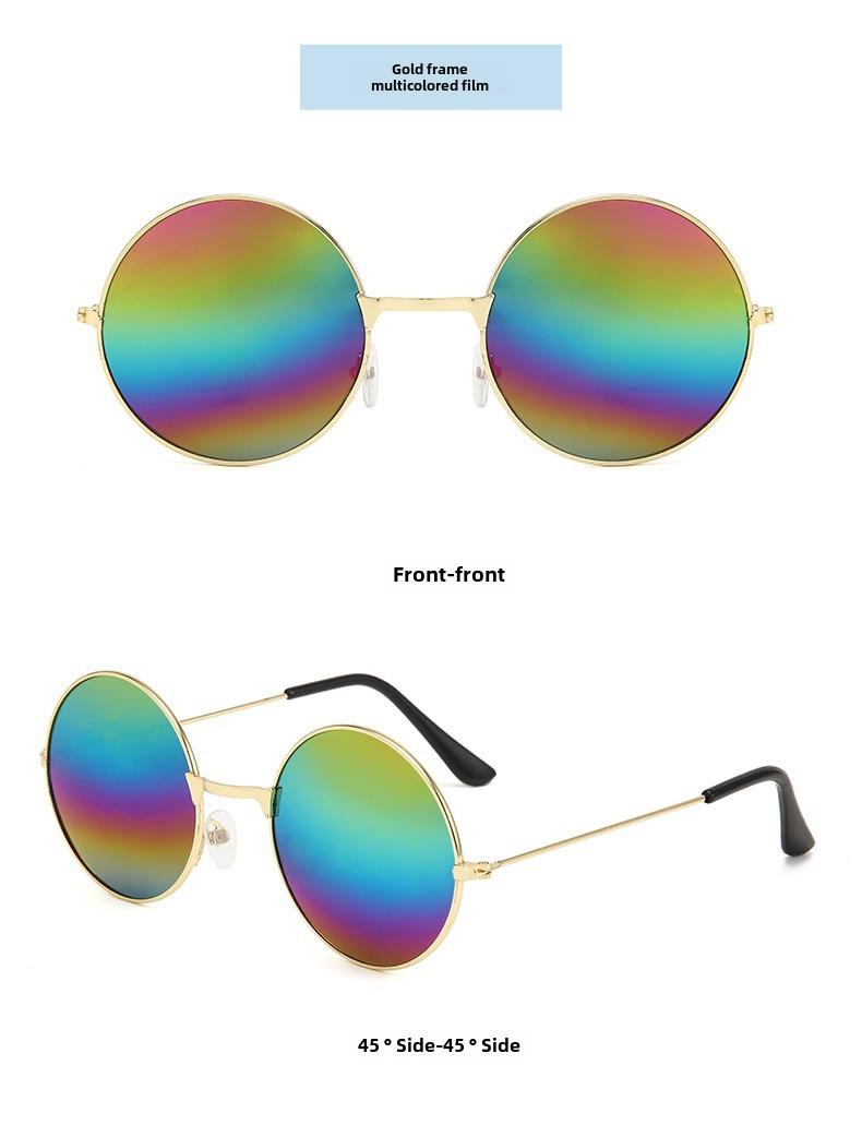 Retro Runde Metall Sonnenbrille Sonnenbrille Neue Unisex Flache Brille Farbe Marine Brille Großhandel_voghion.com