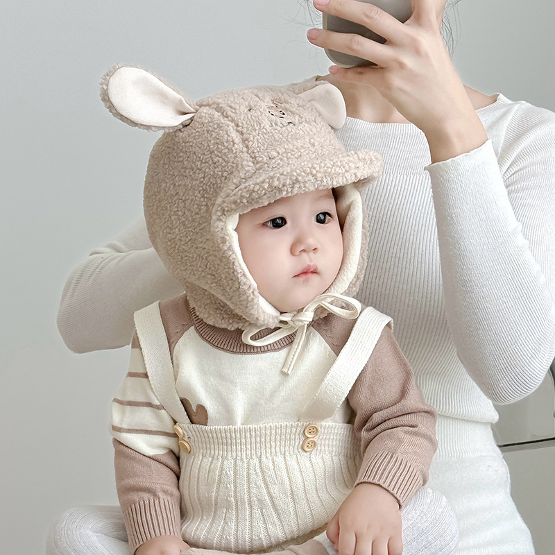 Sombrero de bebé invierno lindo conejo caliente gorra de peluche gruesa para niños y niñas gorra de pelo para niños