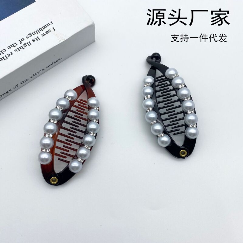 Cross-border pearl diamond hairpin female ponytail clip vertical clip acrylic banana clip hair comb female twist clip headdress wholesale Cross-border pearl diamond hairpin female ponytail clip vertical clip acrylic banana clip hair comb female twist clip headdress wholesale