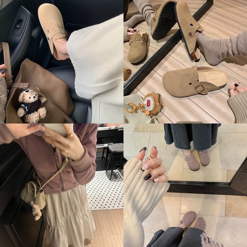 大码勃肯鞋35-46码男女款情侣博肯鞋真皮牛皮软木平底包头半拖鞋|undefined