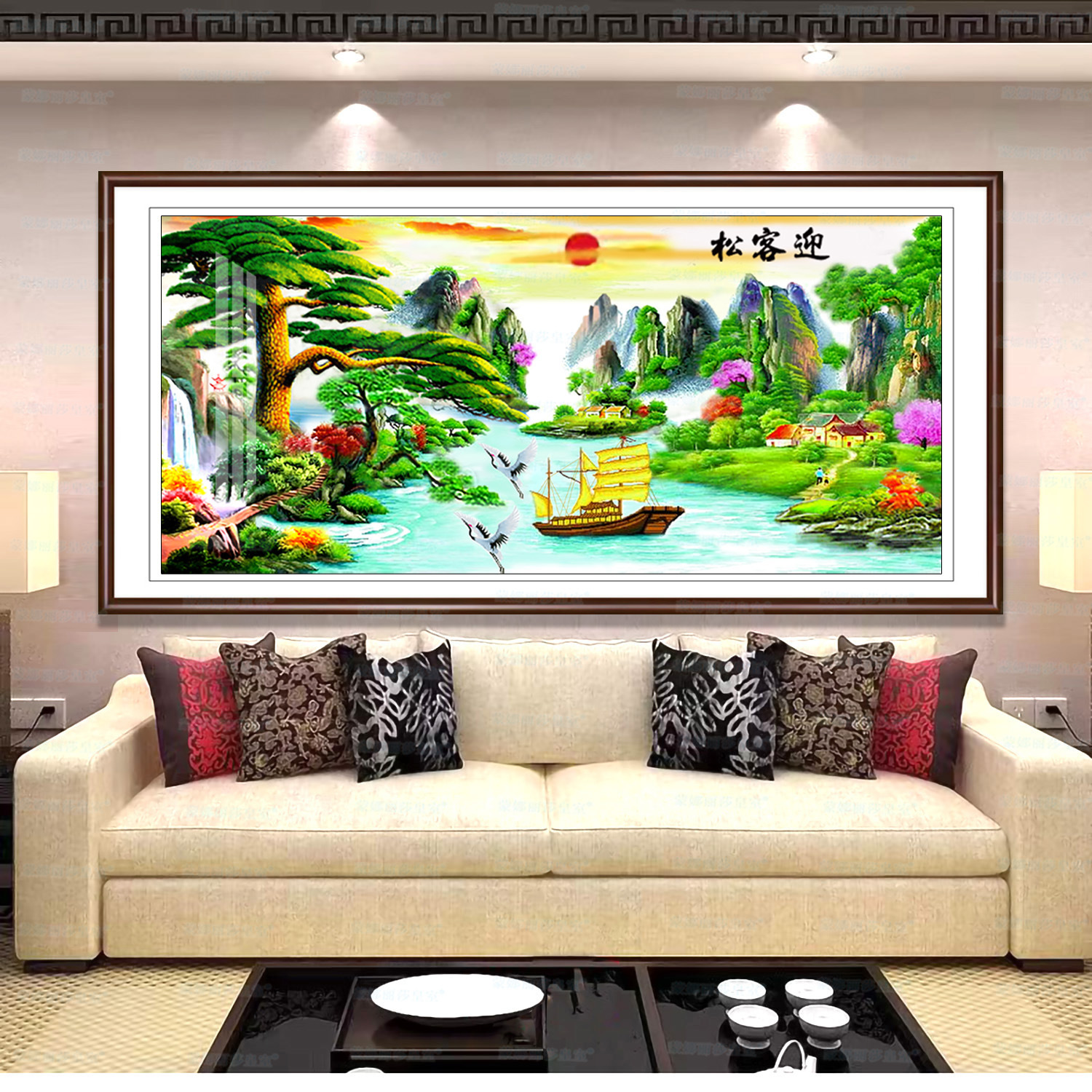 Monalisa Royal Cruz puntada bienvenida Pino nueva versión estilo Nacional Gran Salón paisaje pintura decorativa hecha a mano image 5
