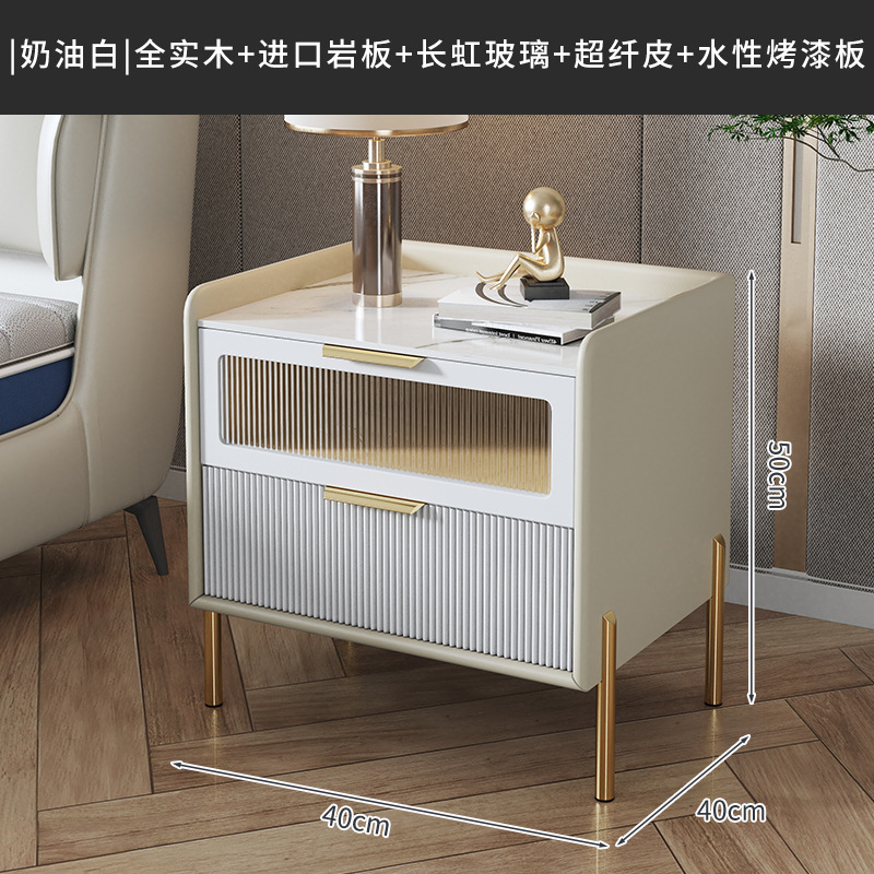 유백색 40cm 원목 프레임 + 슬레이트 조리대 + 극세사 가죽