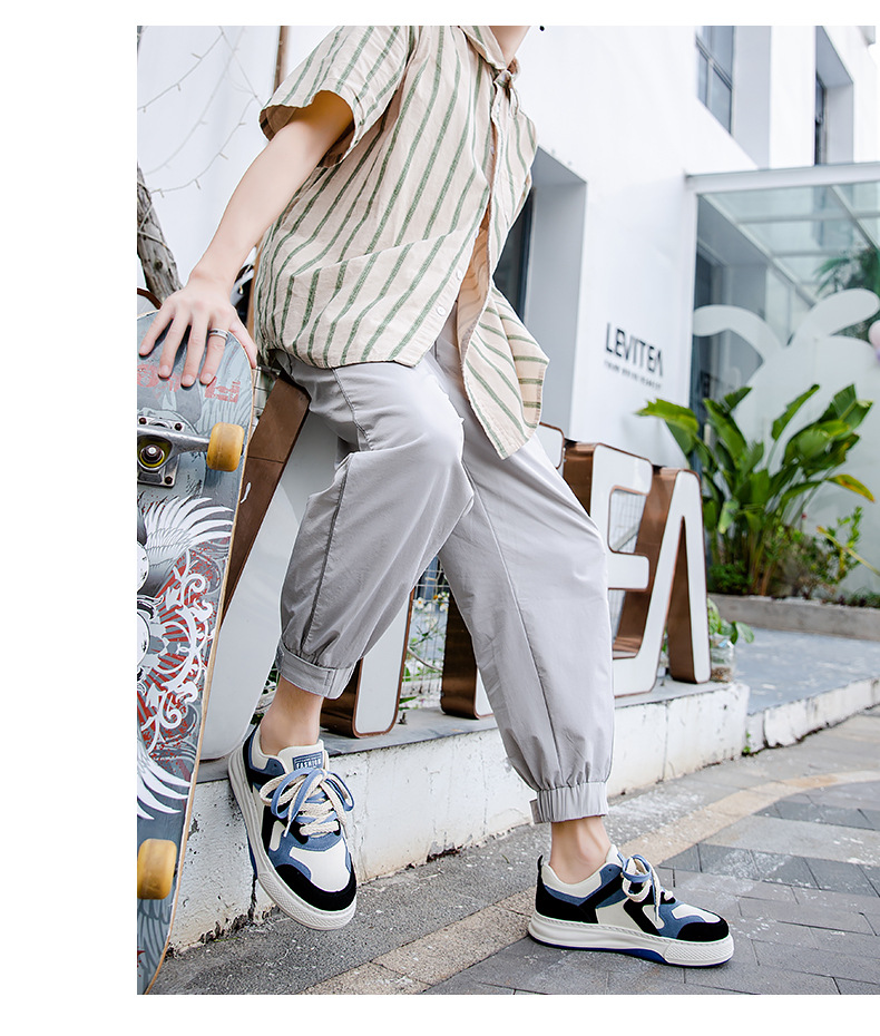 Men Leather Shoes Running Shoes Work Shoes Sneakers Fabric Shock Absorption Arch Support Lightweight Footwear_voghion.com
